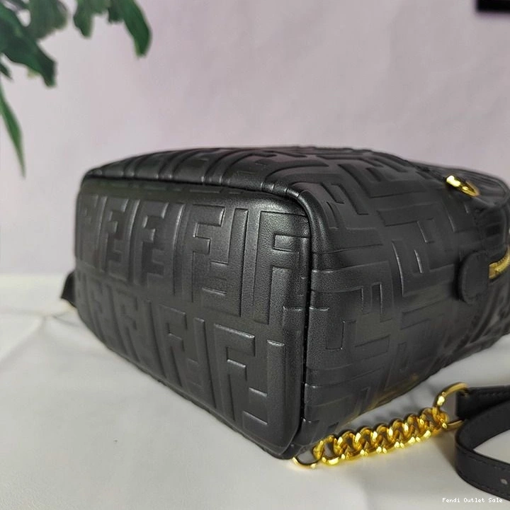 Cheap Fendi FF Nappa Mini Black In Motif Leather Backpack 0811